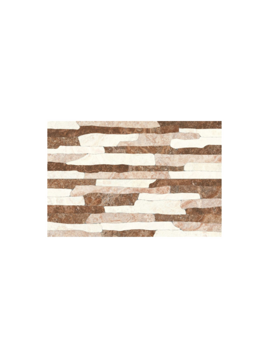 Rectangular mat with a brown and beige striped pattern on a white background