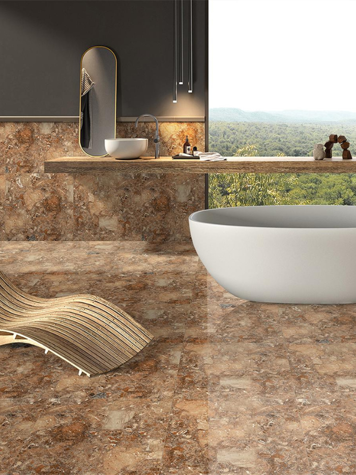Artistic Brown Glossy 60cm x 60cm Wall and Floor Tile
