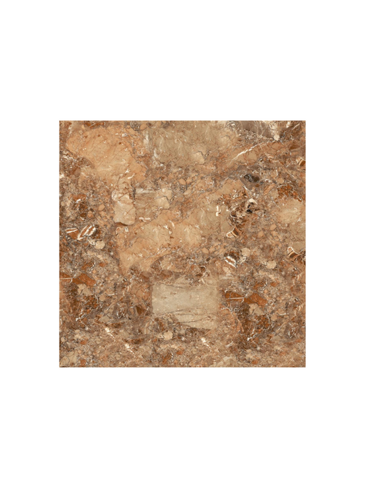 Brown marble tile with a textured surface on a white background
