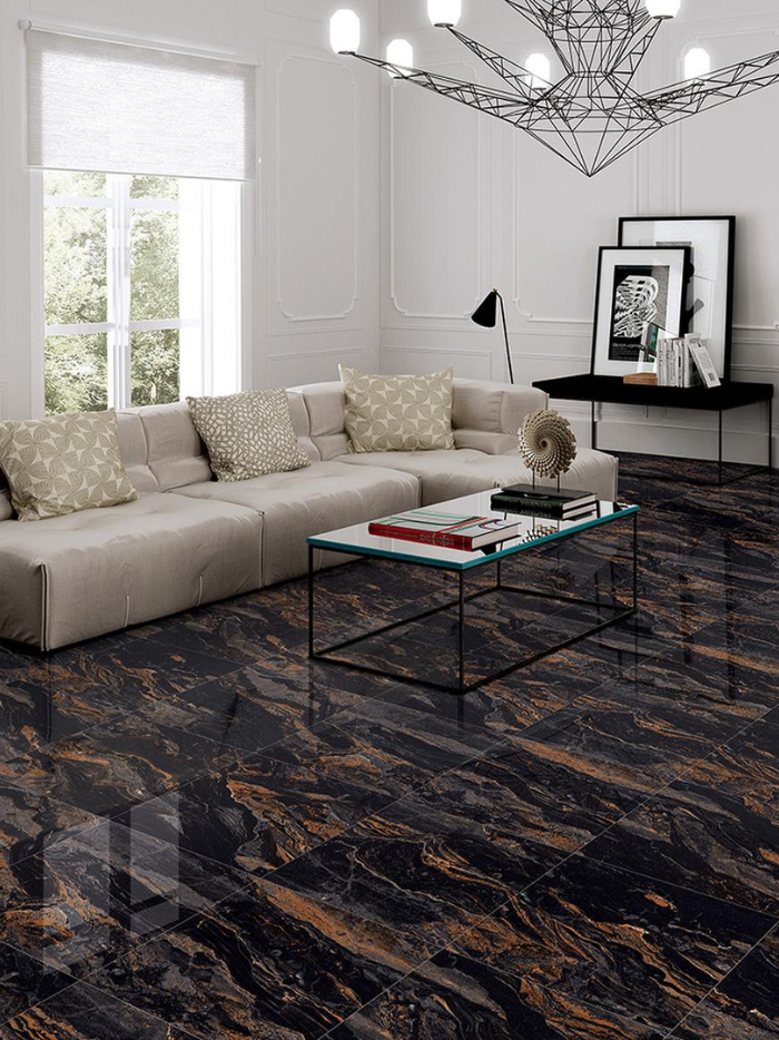 Graphite Black High Gloss Plus Floor Tile (600x600mm)