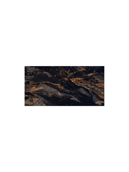 Marble tile with black and brown pattern on a white background