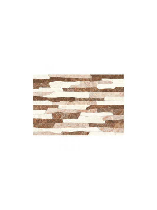Rectangular mat with a brown and beige abstract pattern on a white background