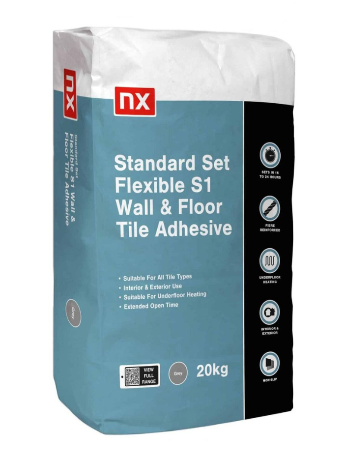 Bag of NX Standard Set Flexible S1 Wall & Floor Tile Adhesive on a white background