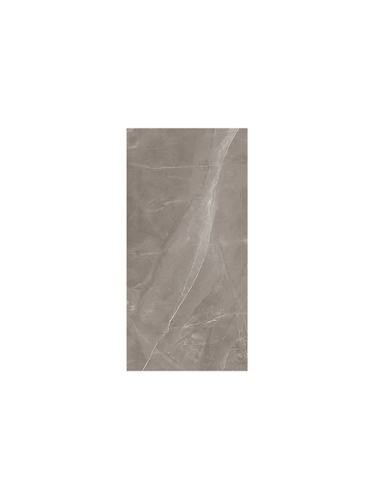 Rectangular tile with a beige and brown marbled pattern on a white background