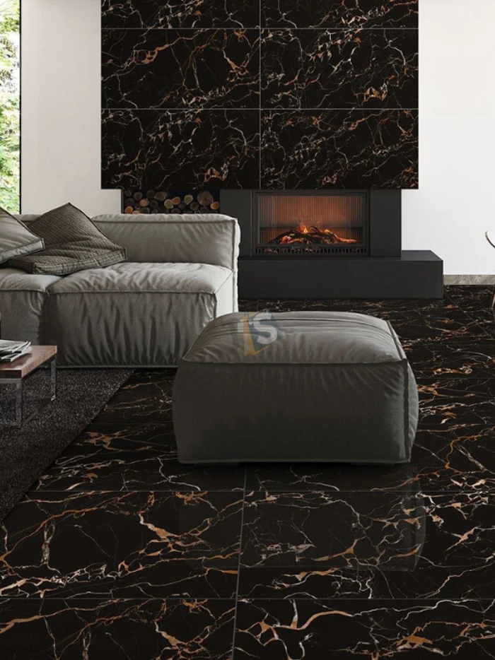 Saint Black High Gloss 60cm x 120cm Wall and Floor Tile
