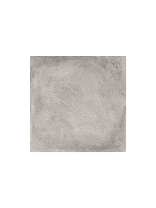 Gray textured square tile on a white background