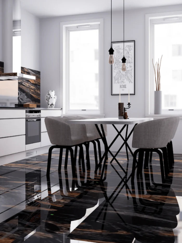Graphite Black High Gloss 60cm x 60cm Wall and Floor Tile