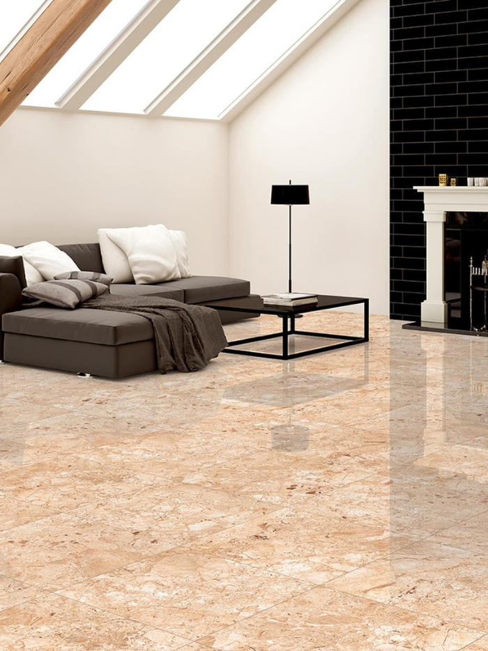 Beige glossy porcelain wall and floor tiles for bathroom and kitchen
