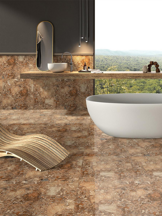 Artistic Brown Glossy 60cm x 60cm Wall and Floor Tile