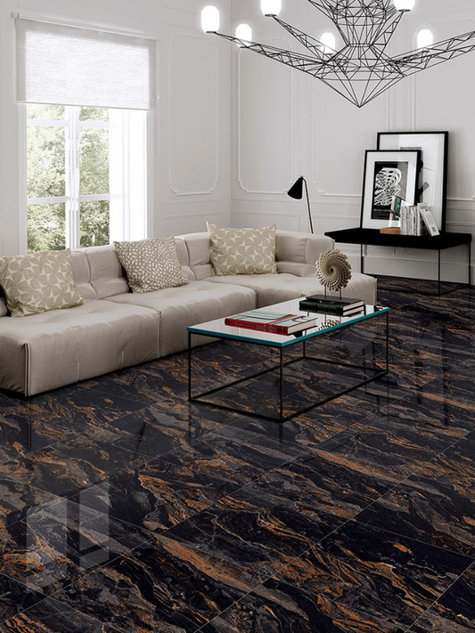 Graphite Black High Gloss 600x600mm Wall and Floor Tile