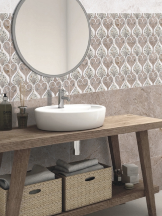 Beige Leaf DK Glossy 300x450mm Wall Tile
