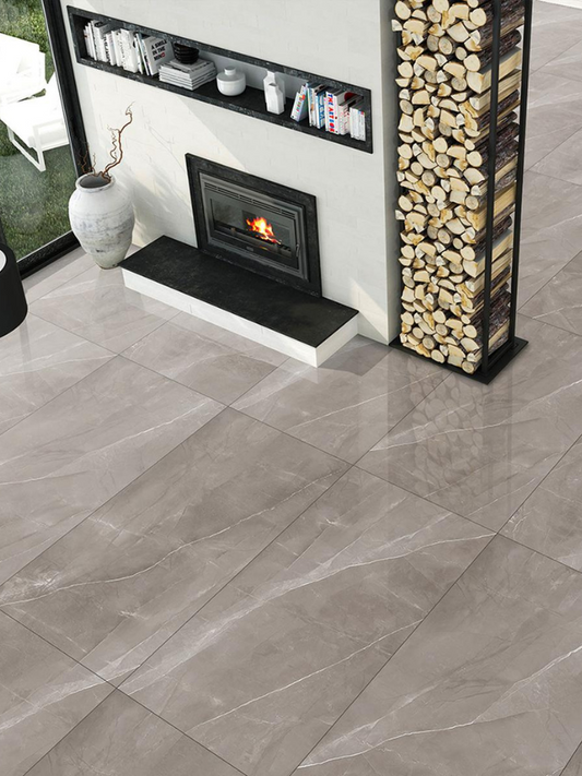 Prozzo Griss Grey Glossy 30cm x 60cm Wall and Floor Tile