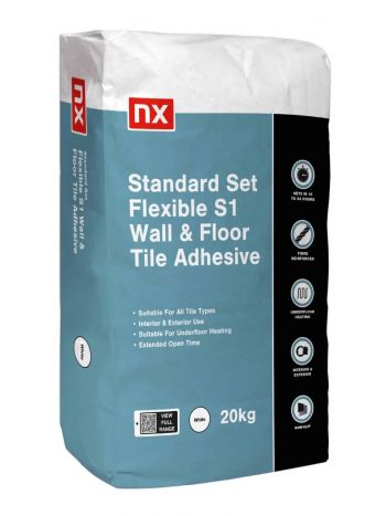 NX Standard Set Flexible S1 Tile Adhesive White 20KG